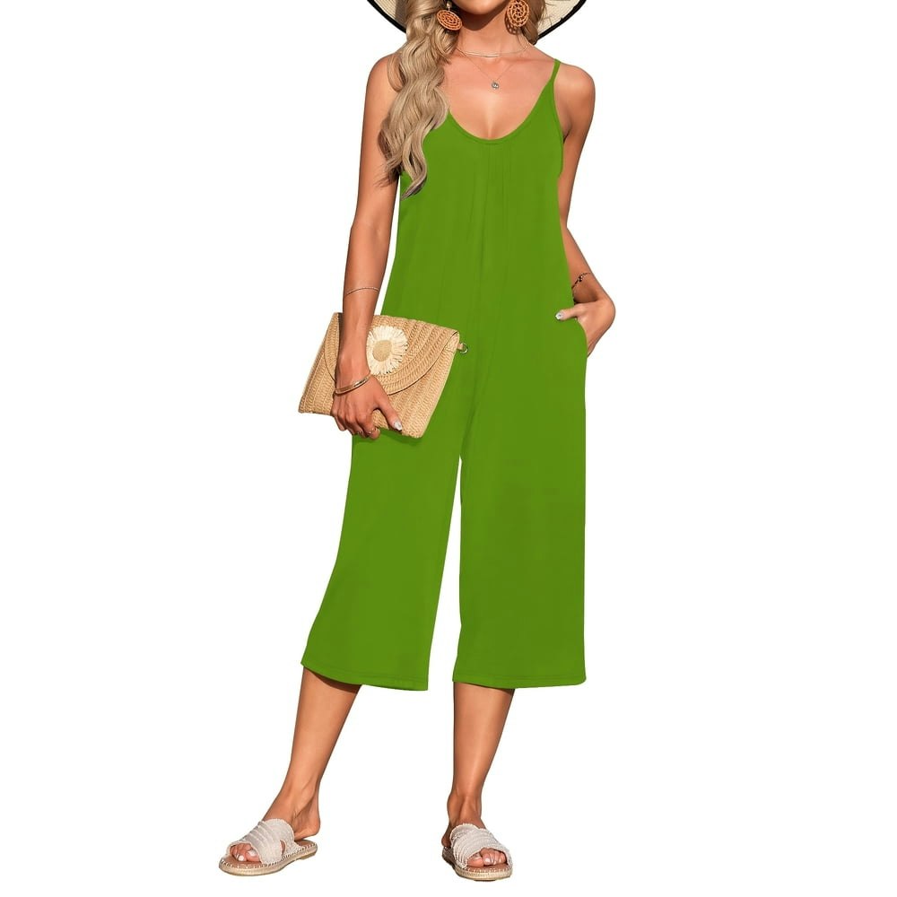 OutfitShow Women's Sleeveless Spaghetti Strap Wide Leg Romper: $13.89 OutfitShow Women's Sleeveless Spaghetti Strap Wide Leg Romper: $13.89