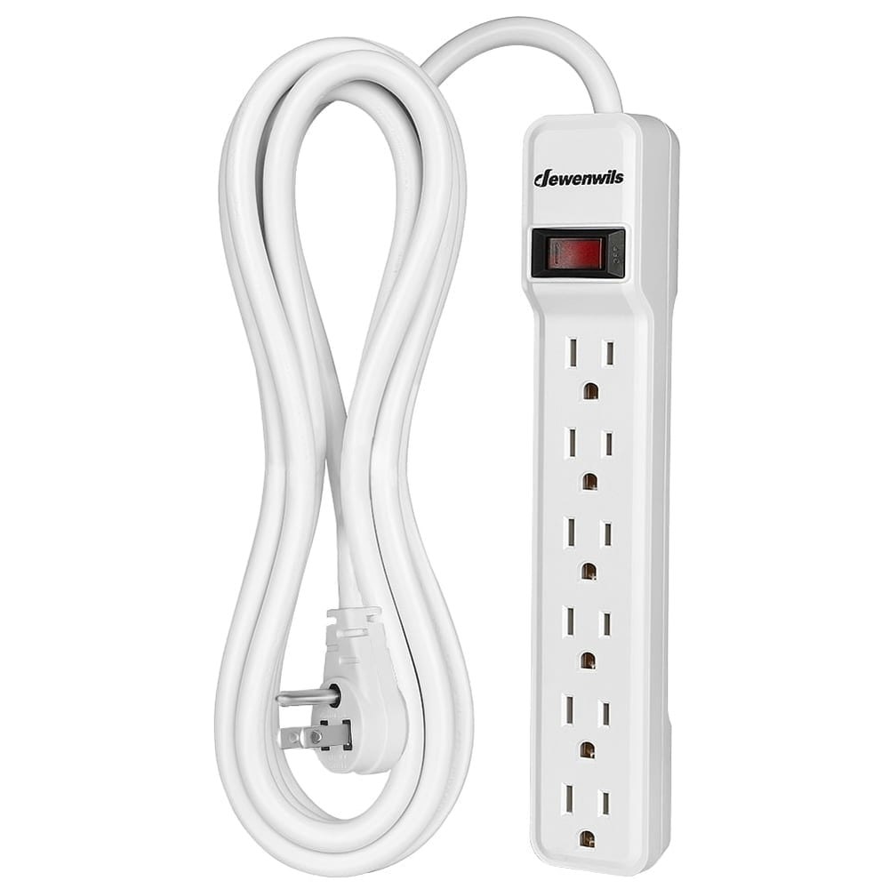 Dewenwils 6-Outlet Surge Protector Power Strip with 10ft Extension Cord 500J: $9.99