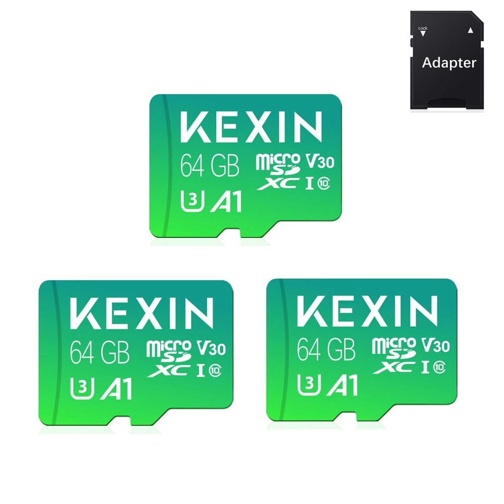 Kexin 64GB SDXC Memory Card with Adapter 3-Pack: $29.79