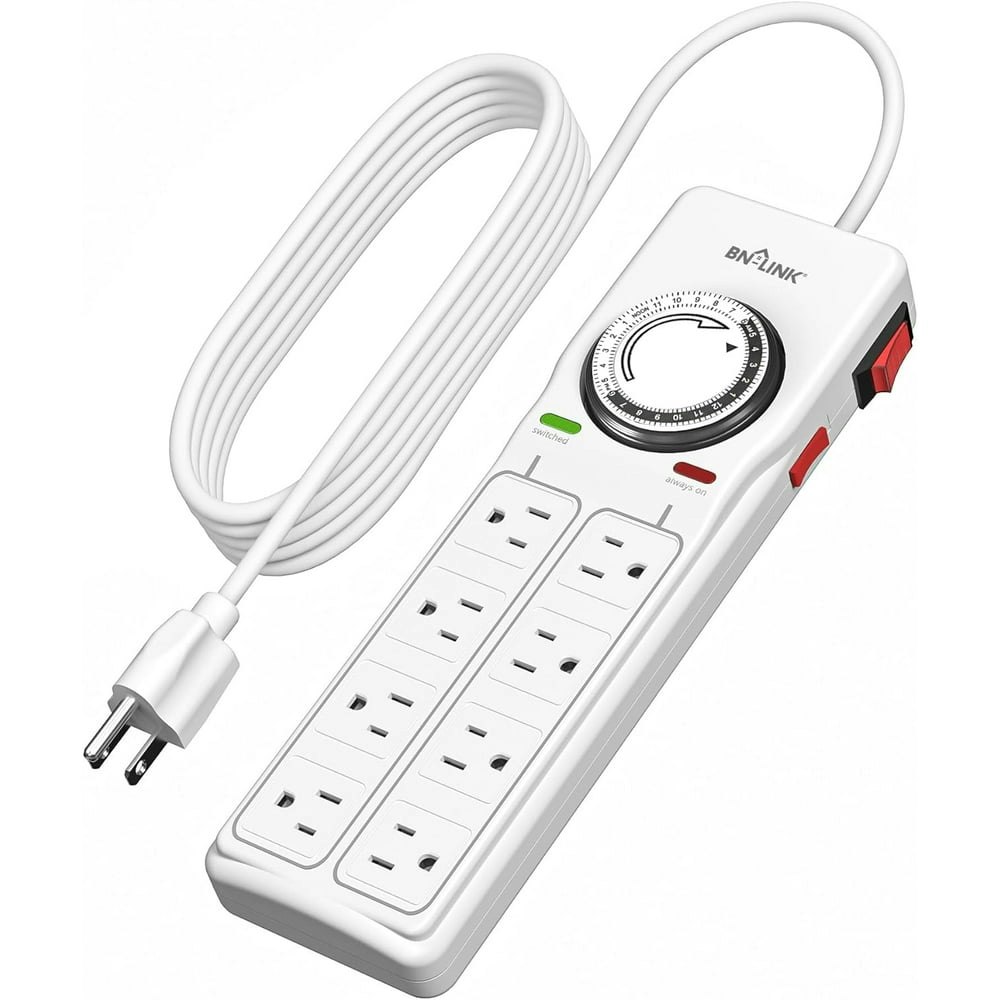 BN-Link 8-Outlet Surge Protector with Mechanical Timer White: $20.69