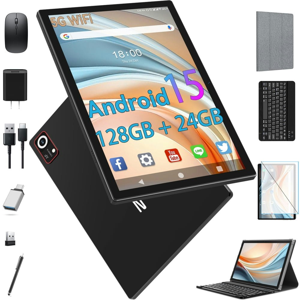 10-inch Android 15 Tablet 128GB with Keyboard: $97.79
