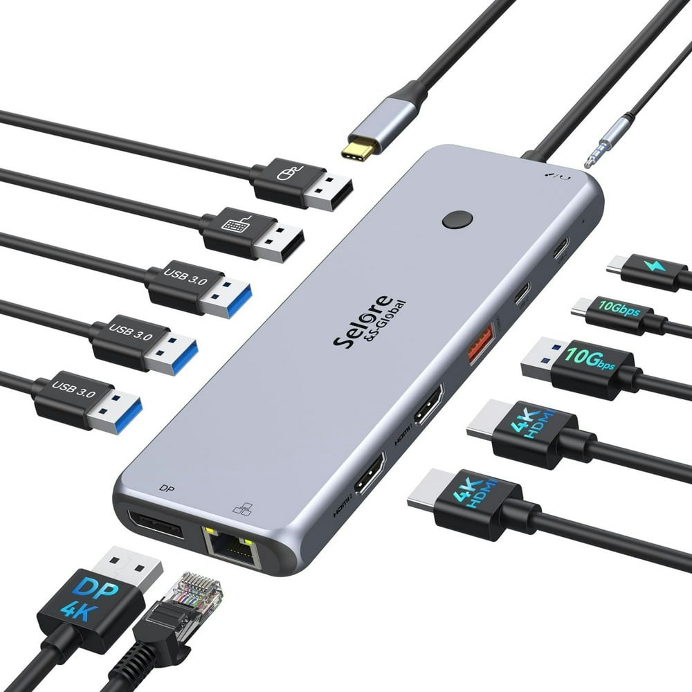 USB-C 13-in-1 Docking Station with Dual HDMI and DisplayPort: $39.98
