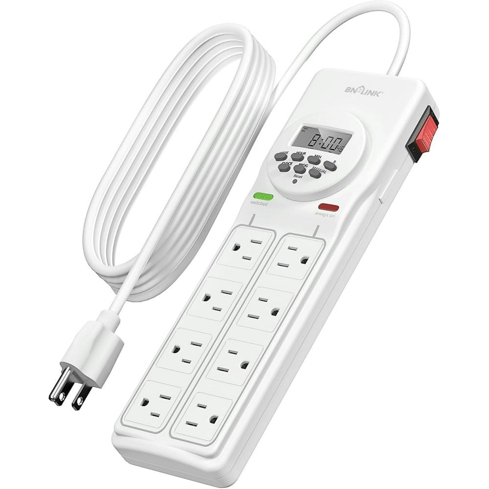 BN-Link 8-Outlet Surge Protector with 7-Day Digital Timer White: $22.35