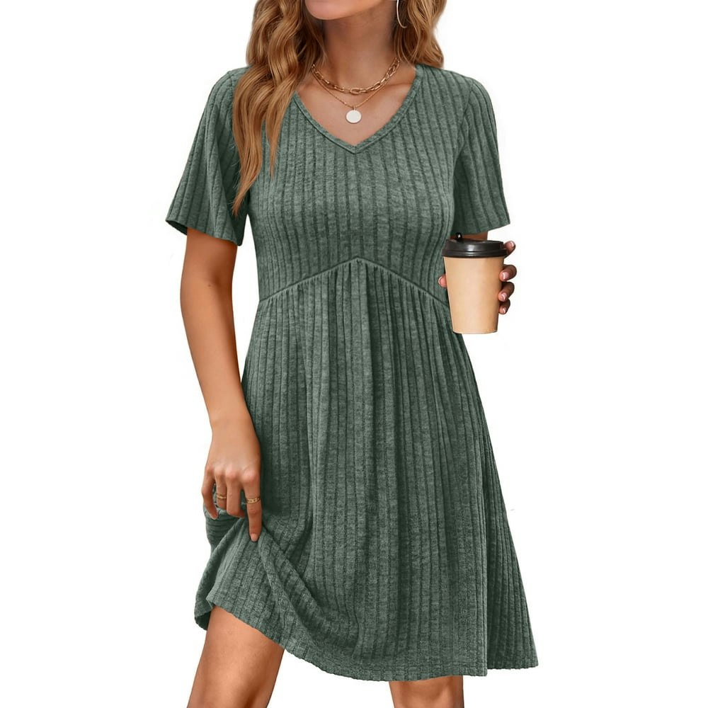 Fantaslook Women's V-Neck Short Sleeve Midi Dress with Pockets: $14.29