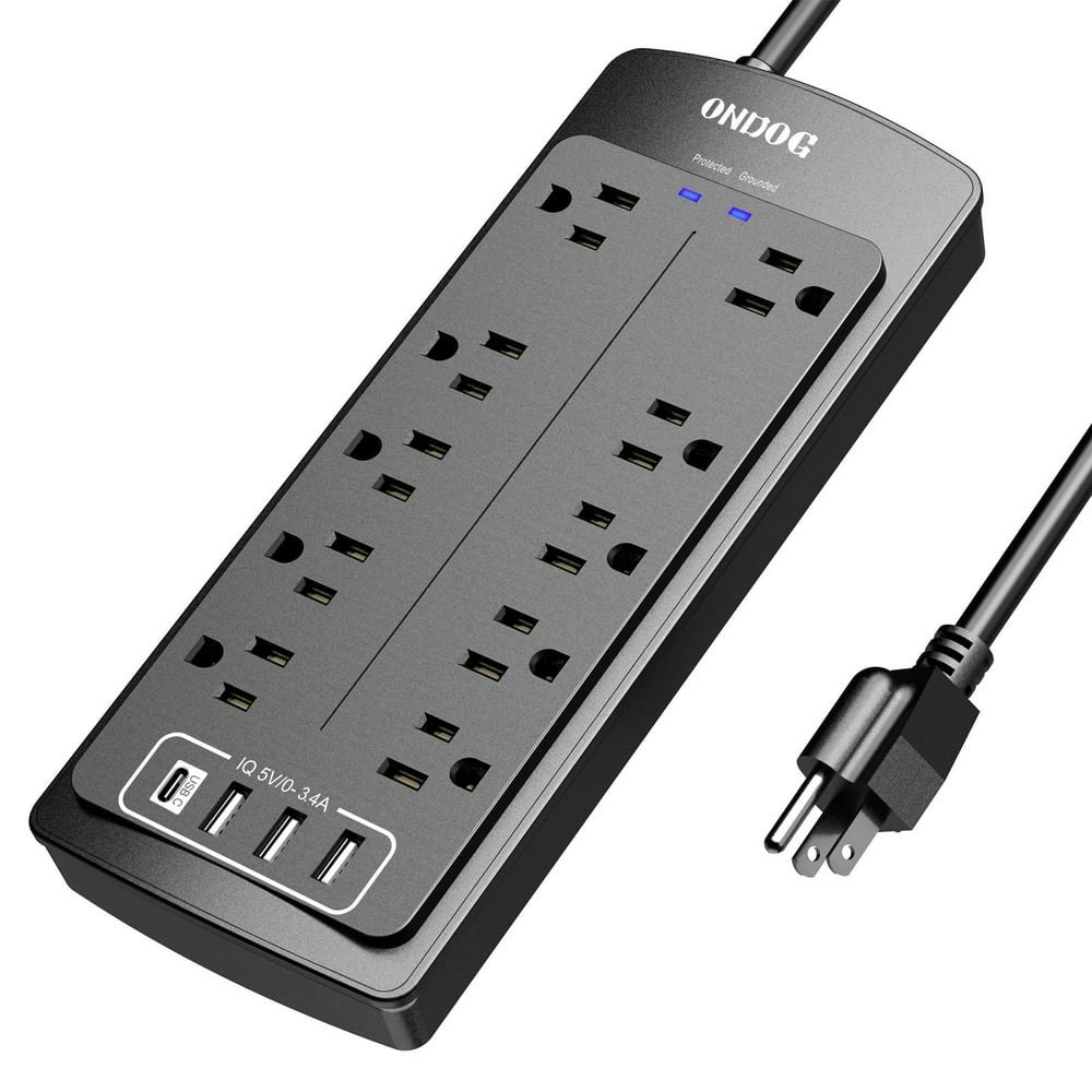 Ondog 10-Outlet Surge Protector with 4 USB Ports: $16.99