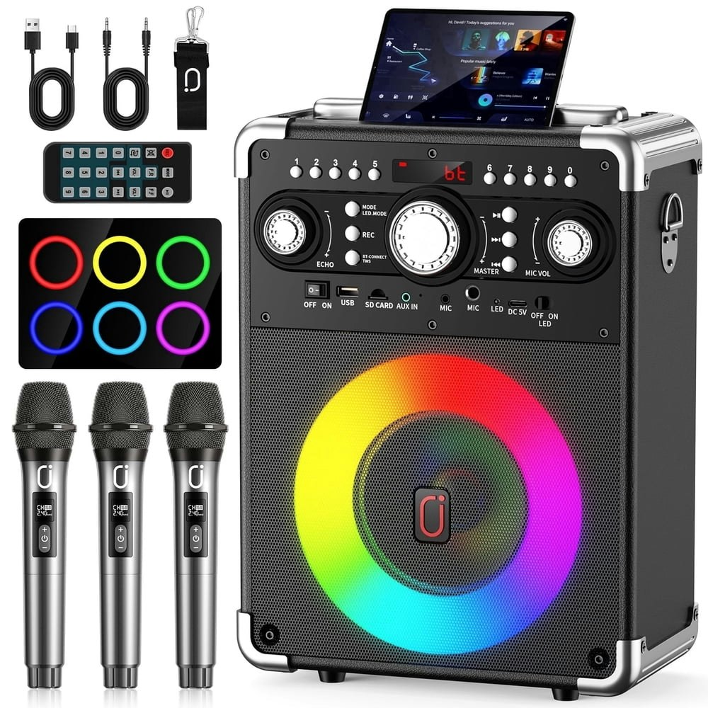 JYX S8-T Karaoke Machine with 3 Wireless Microphones: $98.99