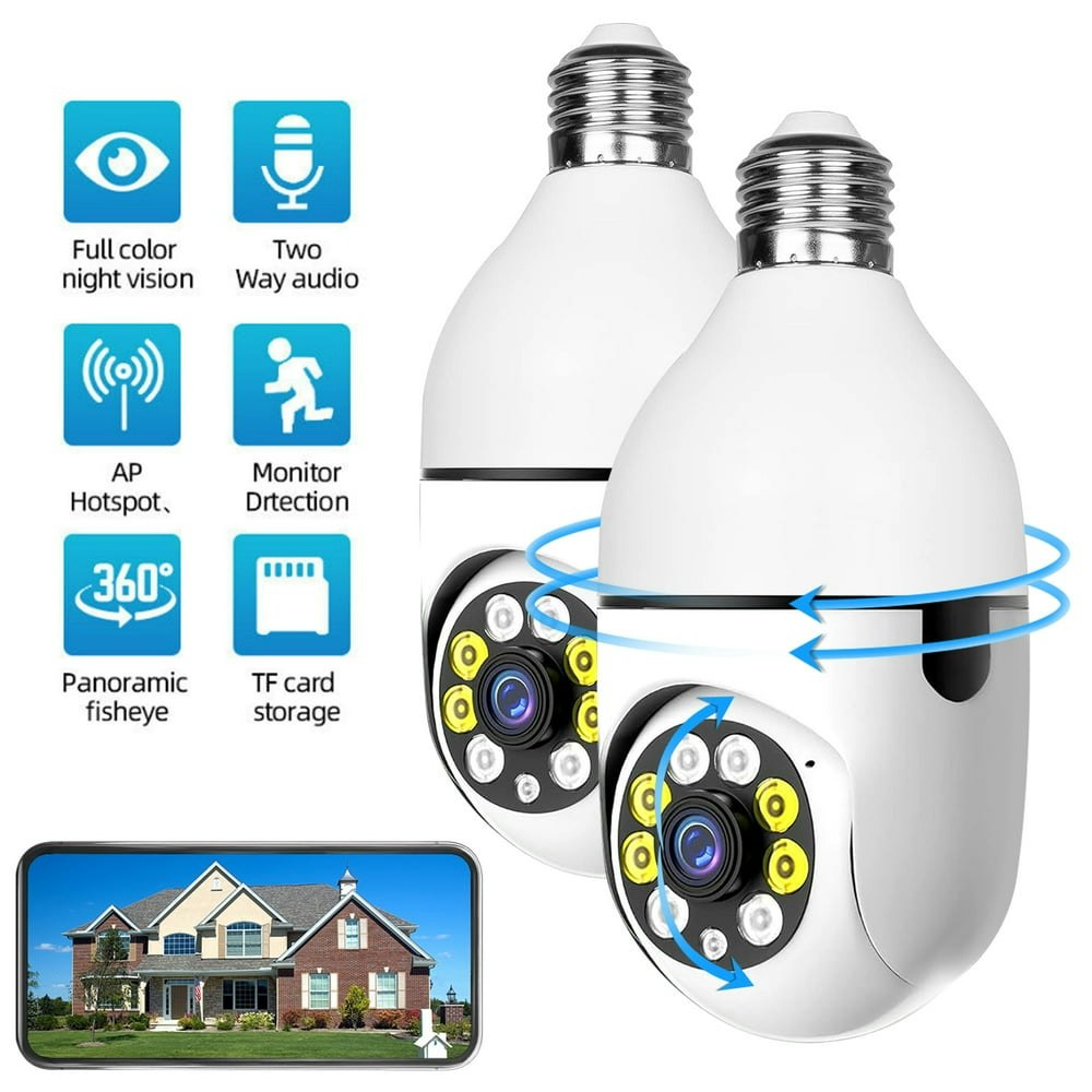 BCOOSS Wireless WiFi Light Bulb Security Camera 2-Pack: $26.99