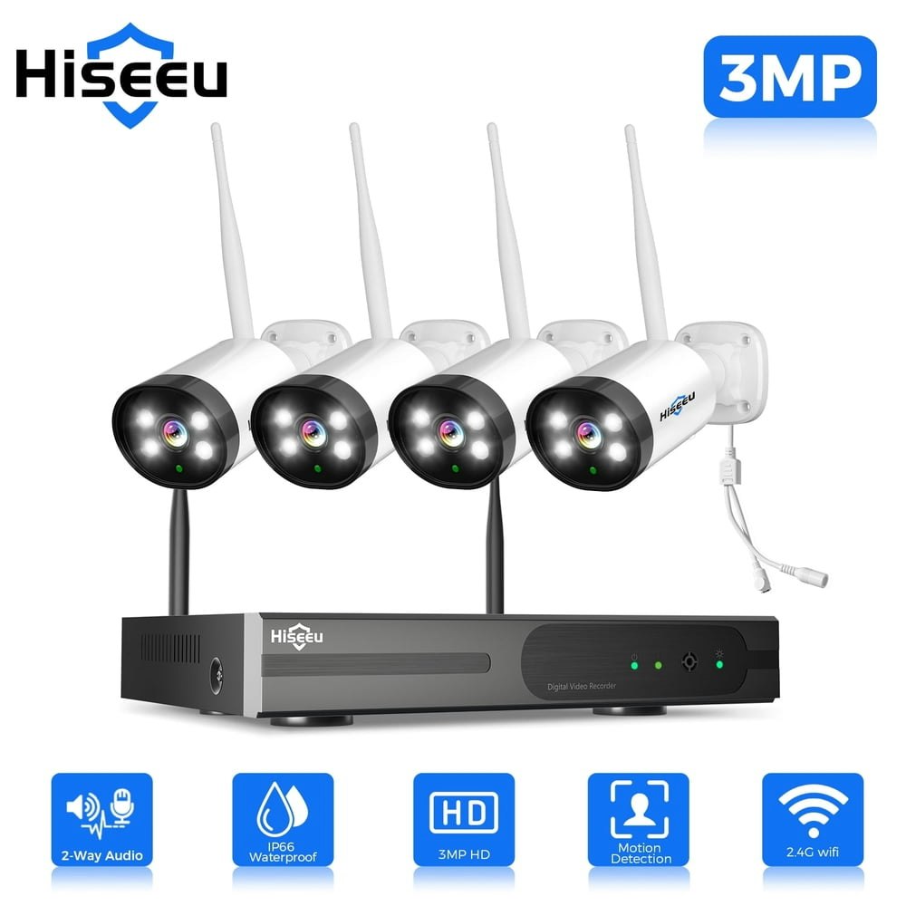 Hiseeu 3MP Wireless Wi-Fi Security Camera System Without Hard Drive: $116.99