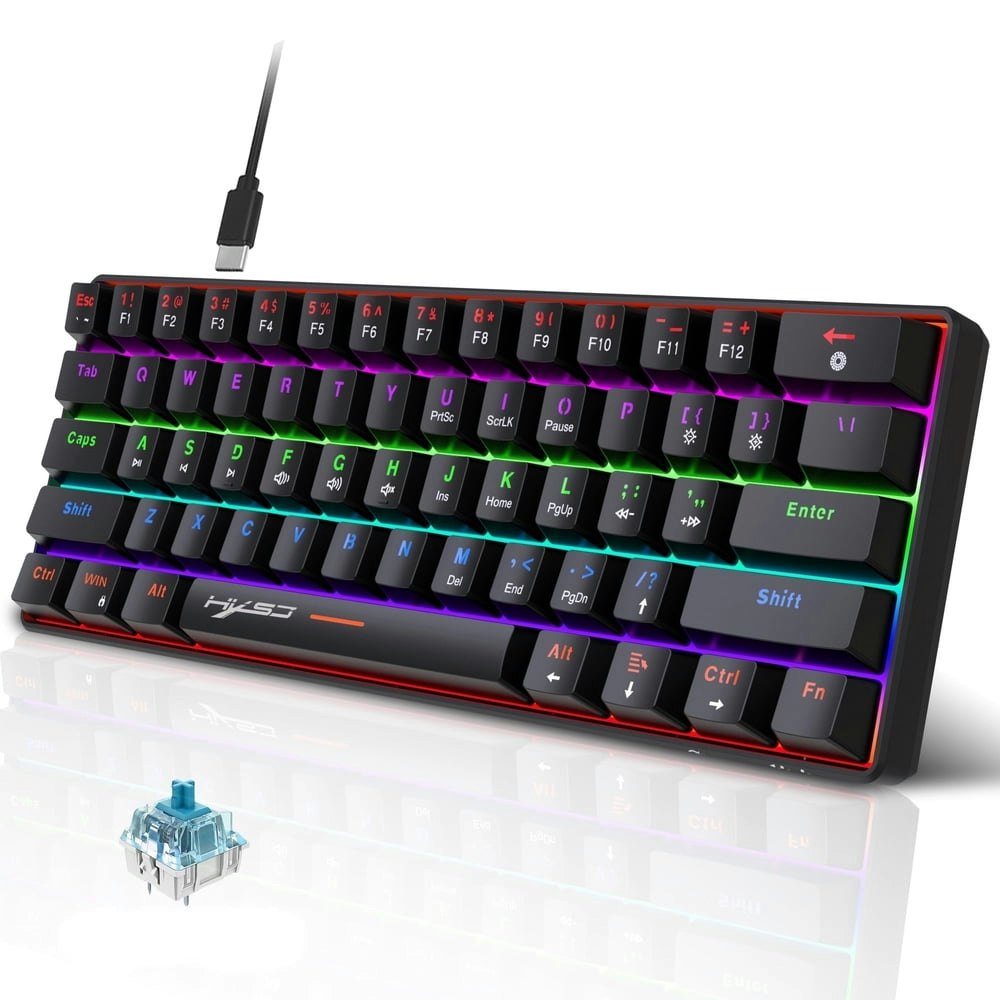 UHM 60% Wired Mechanical Gaming Keyboard 61-Key: $27.94