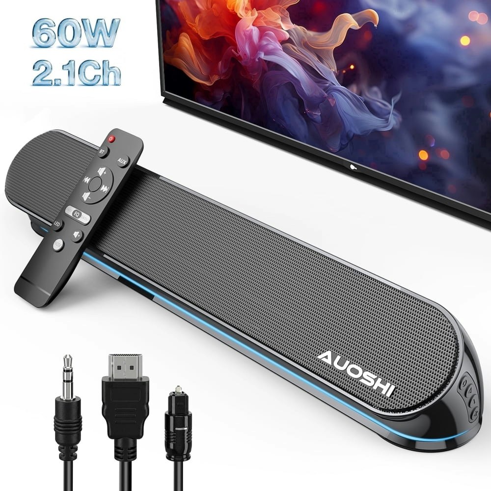Auoshi 16.5" 2.1ch Bluetooth Soundbar with Built-in Subwoofer: $44.99