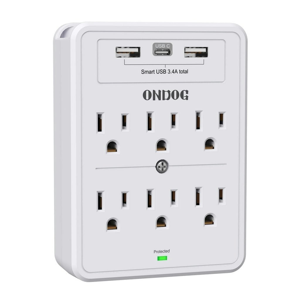 Ondog 6-Outlet Surge Protector with 3 USB Ports: $10.89