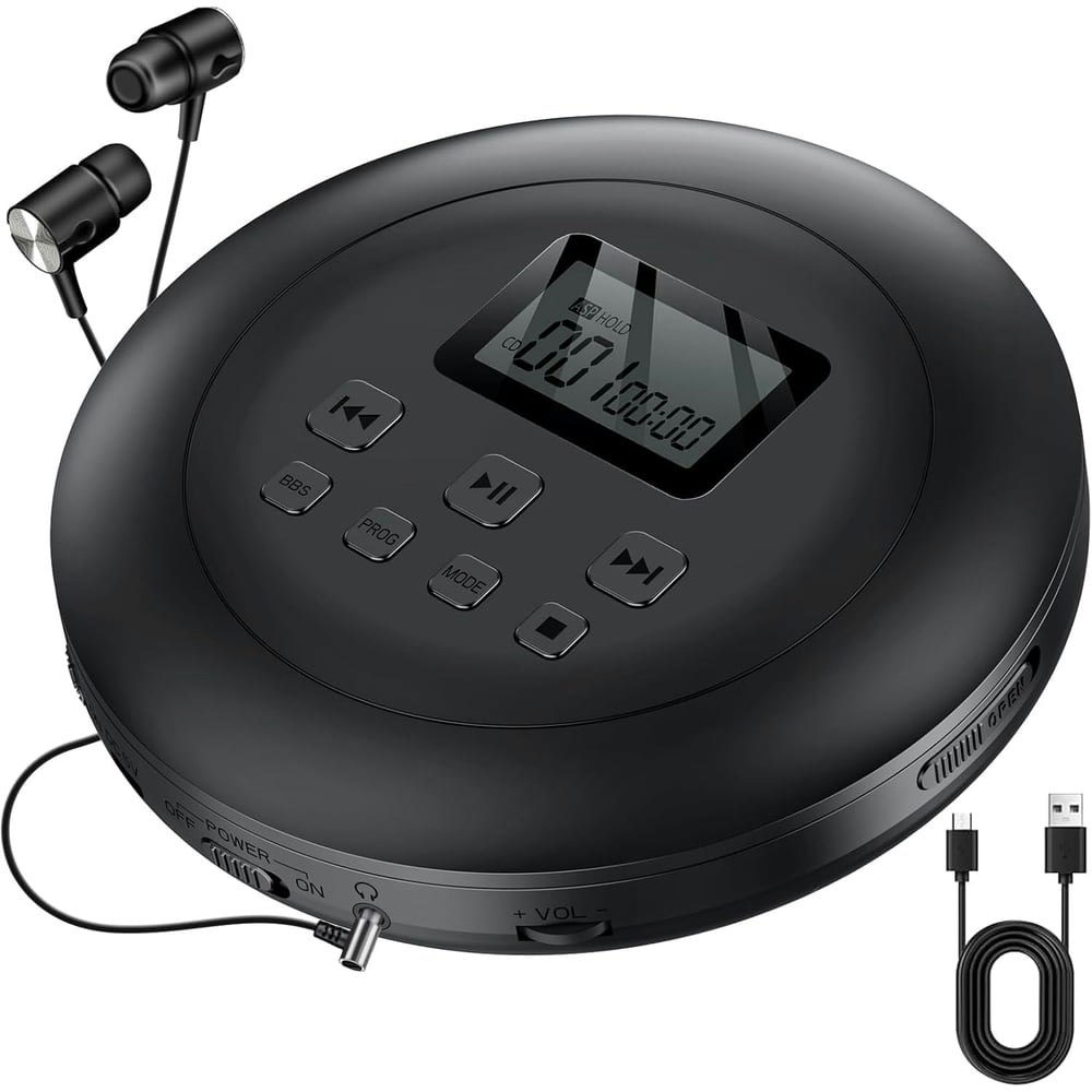 Gueray Portable CD Player with Dual Stereo Speakers and Headphones: $24.99