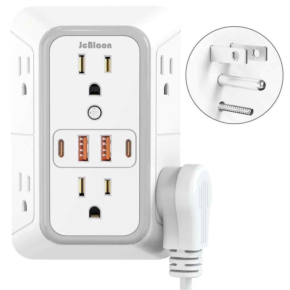 Jcblaon Outlet Extender Surge Protector with 4 USB Ports (2 USB-C): $9.80