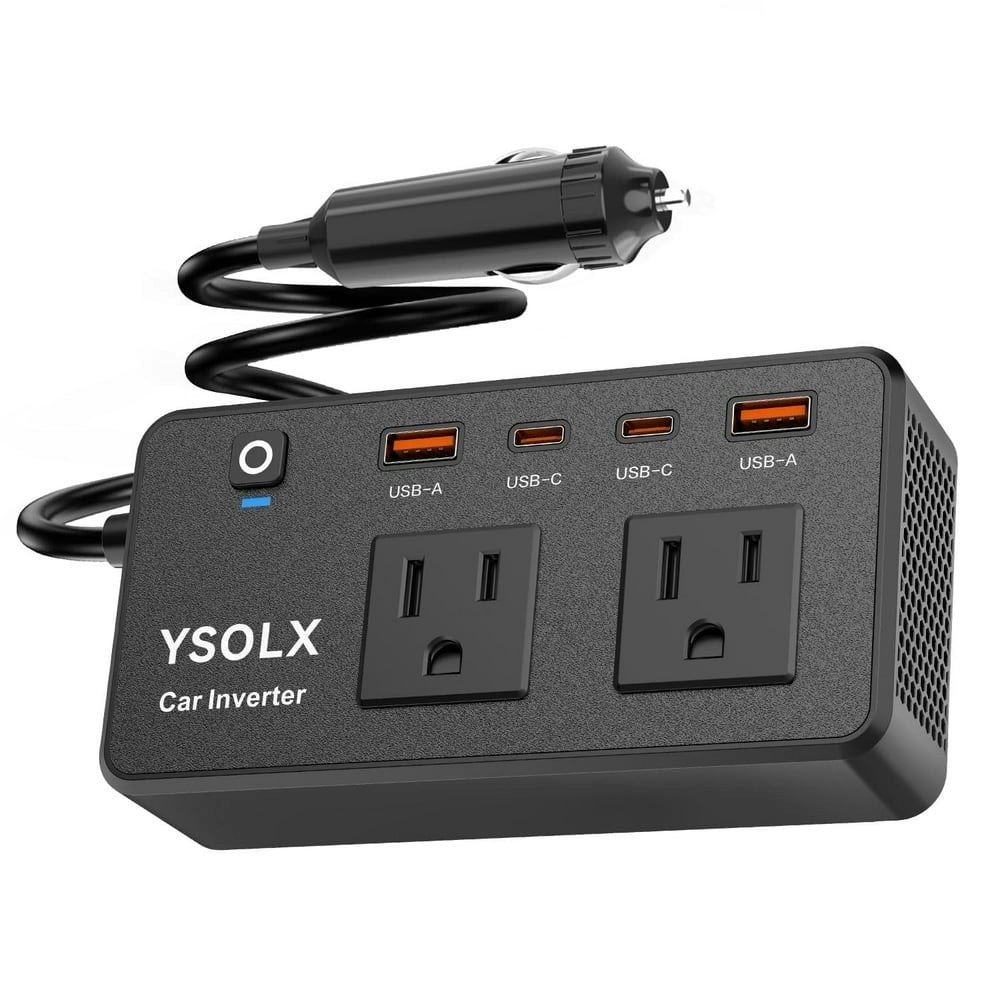 YSOLX 300W Car Power Inverter with Dual AC Outlets and 24W USB-C/A Ports: $20.50 YSOLX 300W Car Power Inverter with Dual AC Outlets and 24W USB-C/A Ports: $20.50