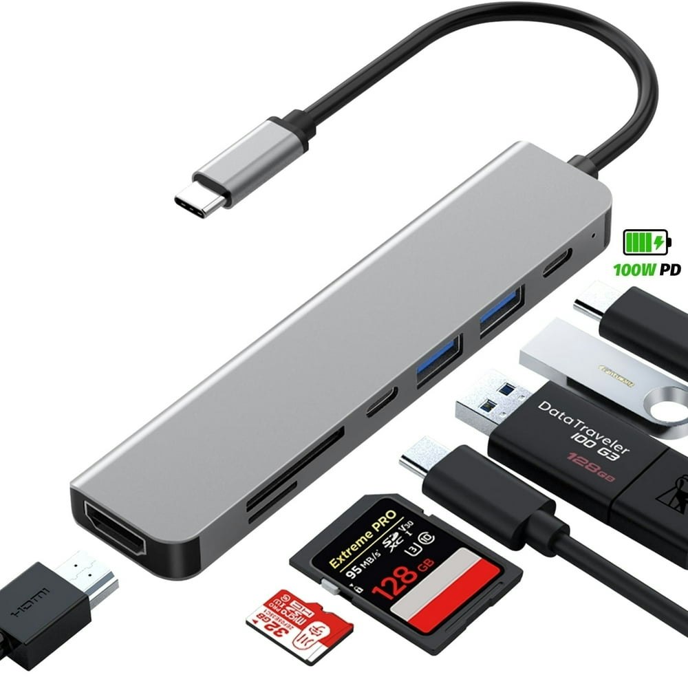 Zyerch 7-Port USB-C Hub with 4K HDMI and SD/TF Card Reader: $12.89