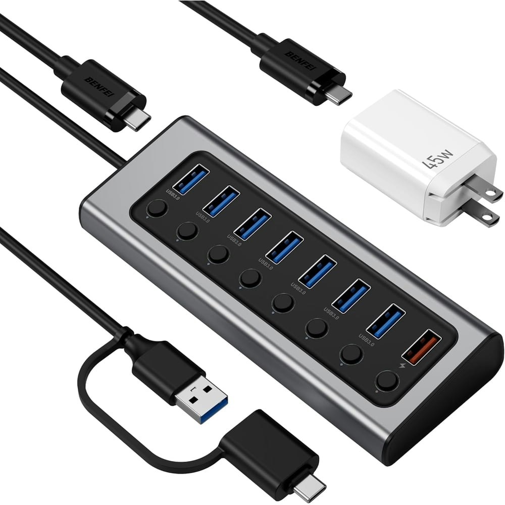 Benfei 7-Port USB 3.0 Hub with 45W Dual USB-C Charger: $37.69 Benfei 7-Port USB 3.0 Hub with 45W Dual USB-C Charger: $37.69