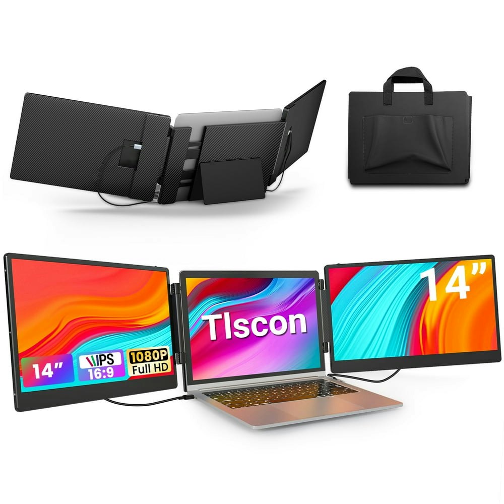 Tlscon 14" IPS Triple Laptop Screen Extender Portable Monitor: $169.88