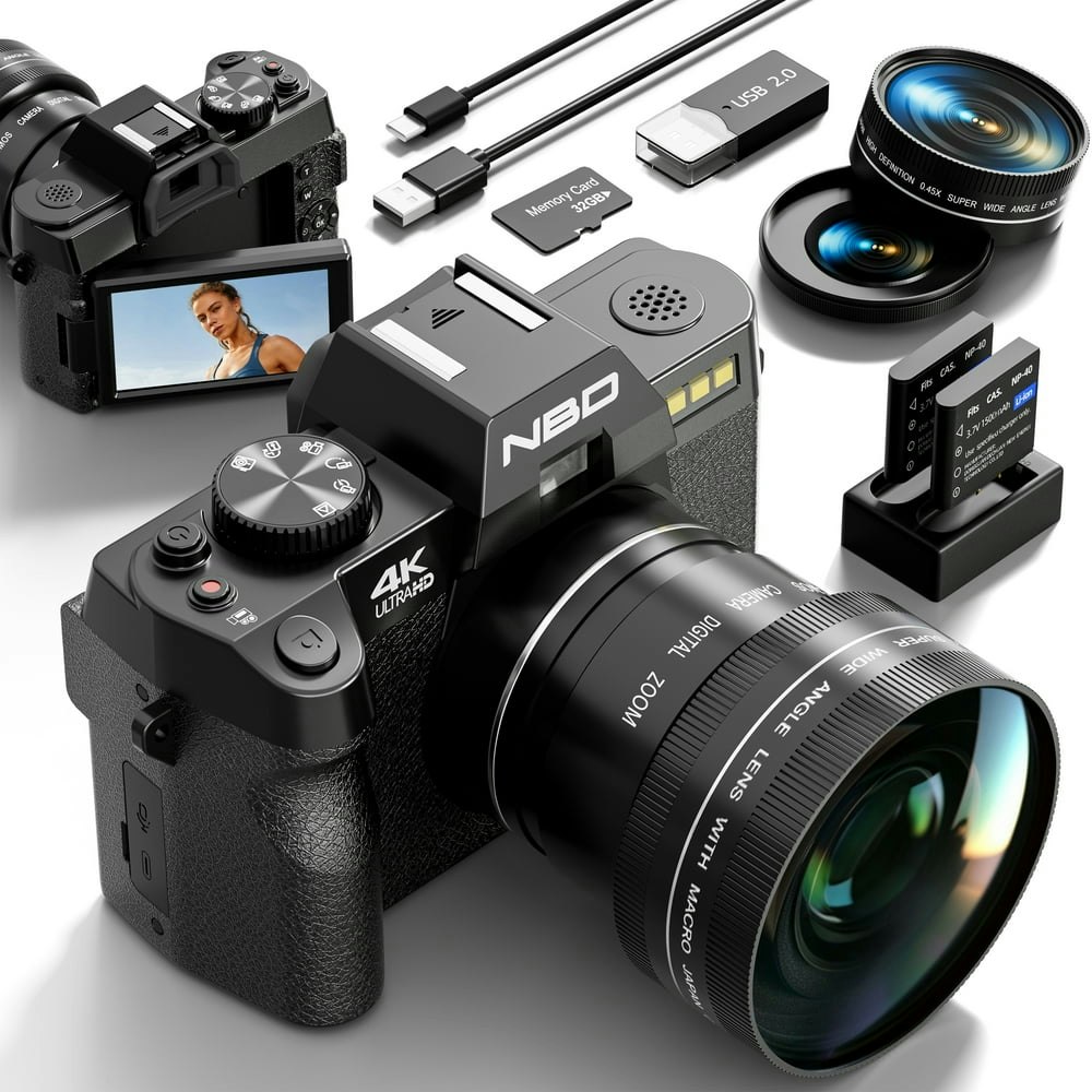 48MP 4K WiFi Digital Camera with 16X Zoom 2 Batteries and 32GB Card: $134.76
