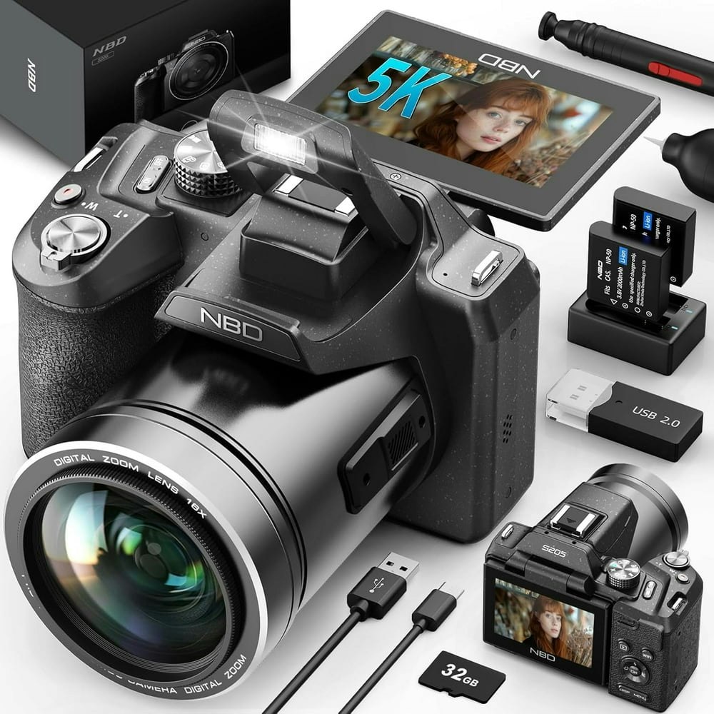 NBD 64MP 5K Autofocus Digital Camera 2 Batteries SD Card: $160.46 NBD 64MP 5K Autofocus Digital Camera 2 Batteries SD Card: $160.46