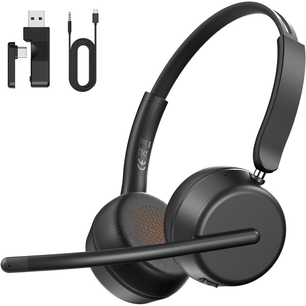 Wireless Bluetooth Headset with AI Noise-Canceling Mic: $27.89