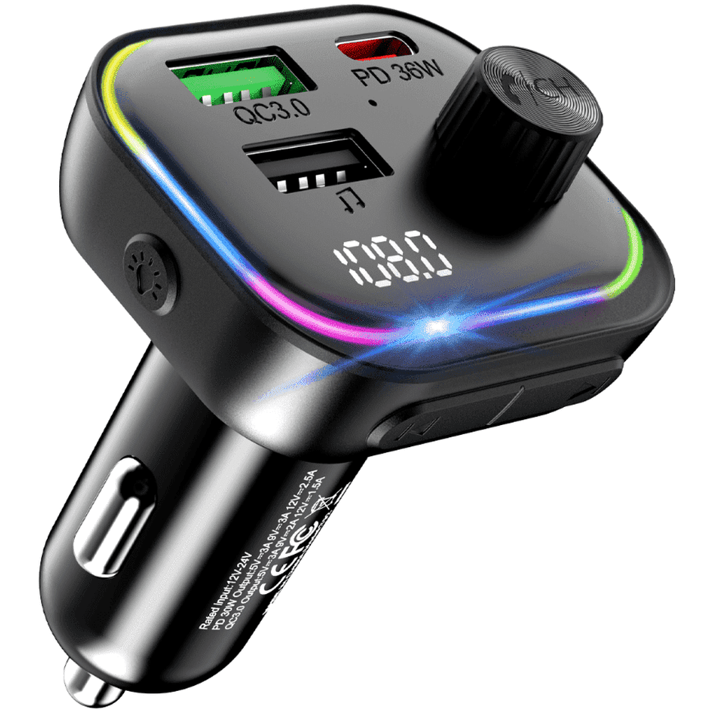 Bluetooth FM Transmitter Car Adapter with USB-C Charger and Hands-Free Calling: $15.49