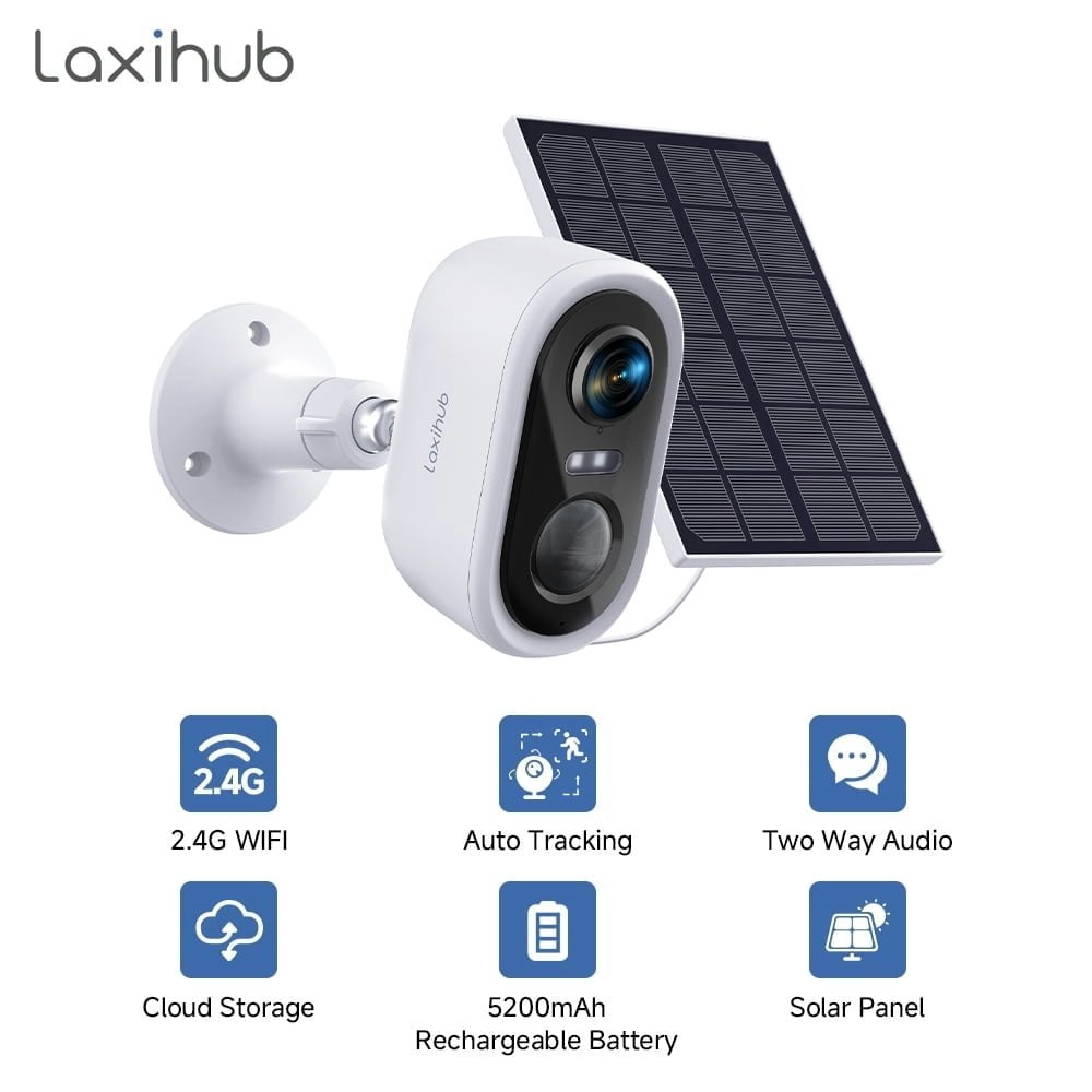 Laxihub Solar Outdoor WiFi Security Camera: $25.11