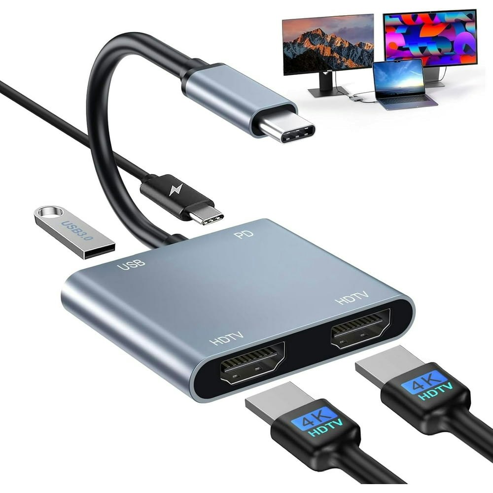 USB-C Dual HDMI Adapter Hub: $14.39