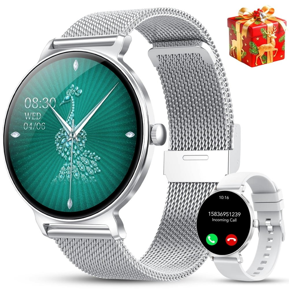 Women's Smart Watch Fitness Tracker with Bluetooth Calls 2-Strap Pack: $26.69