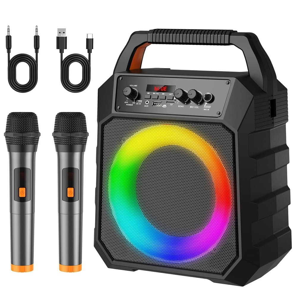 Portable Bluetooth Karaoke Machine with 2 Microphones: $48.99