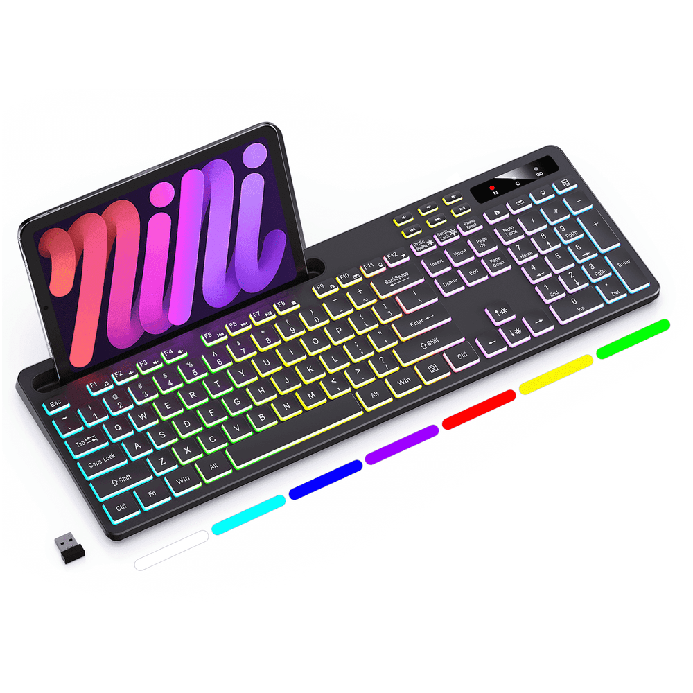 Marvo Wireless RGB Backlit Full-Size Keyboard with Phone Tablet Holder: $18.80