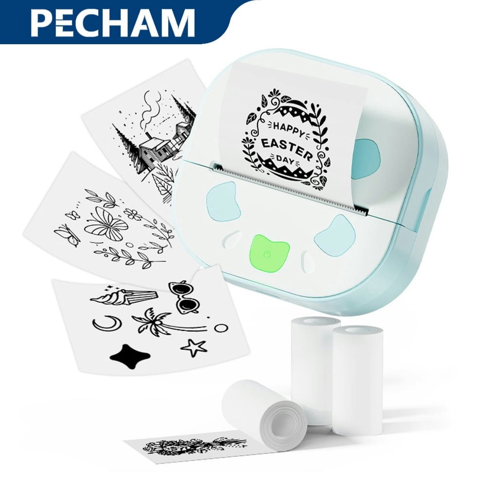 Pecham Portable Bluetooth Inkless Thermal Mini Sticker Printer 3-Roll Set: $25.89
