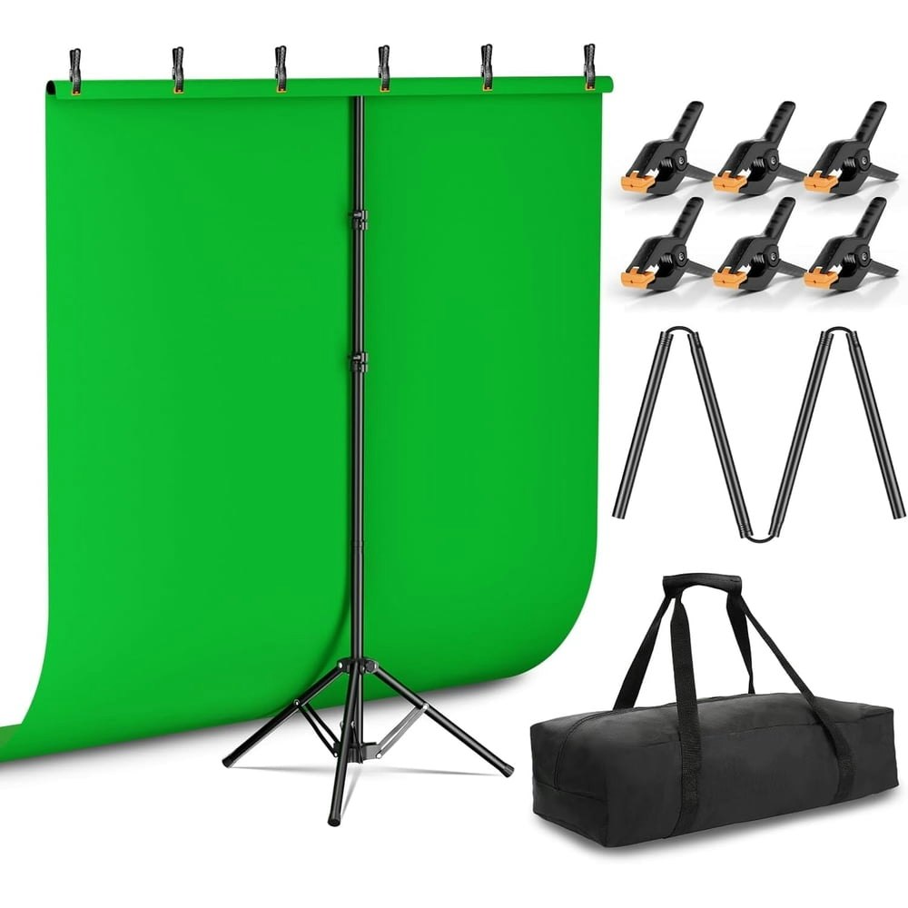 EMART 5x6.5ft Green Screen Backdrop Kit with T-Shape Stand: $30.59
