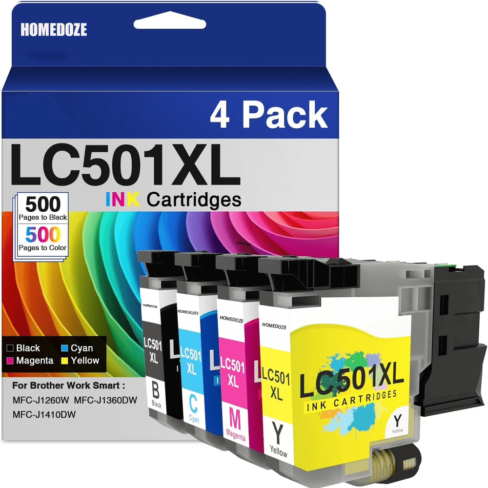 Compatible Brother LC501XL High Yield Ink Cartridges 4-Pack: $48.59
