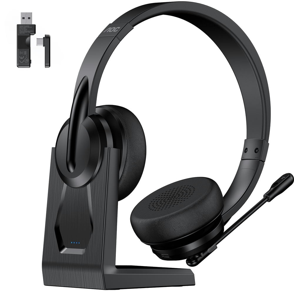 AOC Wireless Bluetooth Headset with Microphone and Charging Base: $44.99 AOC Wireless Bluetooth Headset with Microphone and Charging Base: $44.99