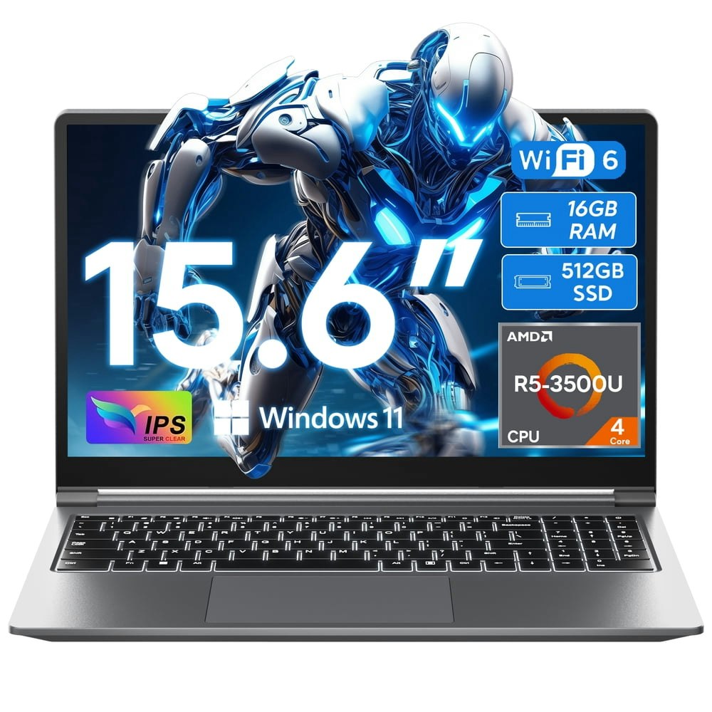 SGIN 15.6" Windows 11 Laptop 16GB 512GB SSD AMD Ryzen 5 3500U Laptop: $399.69