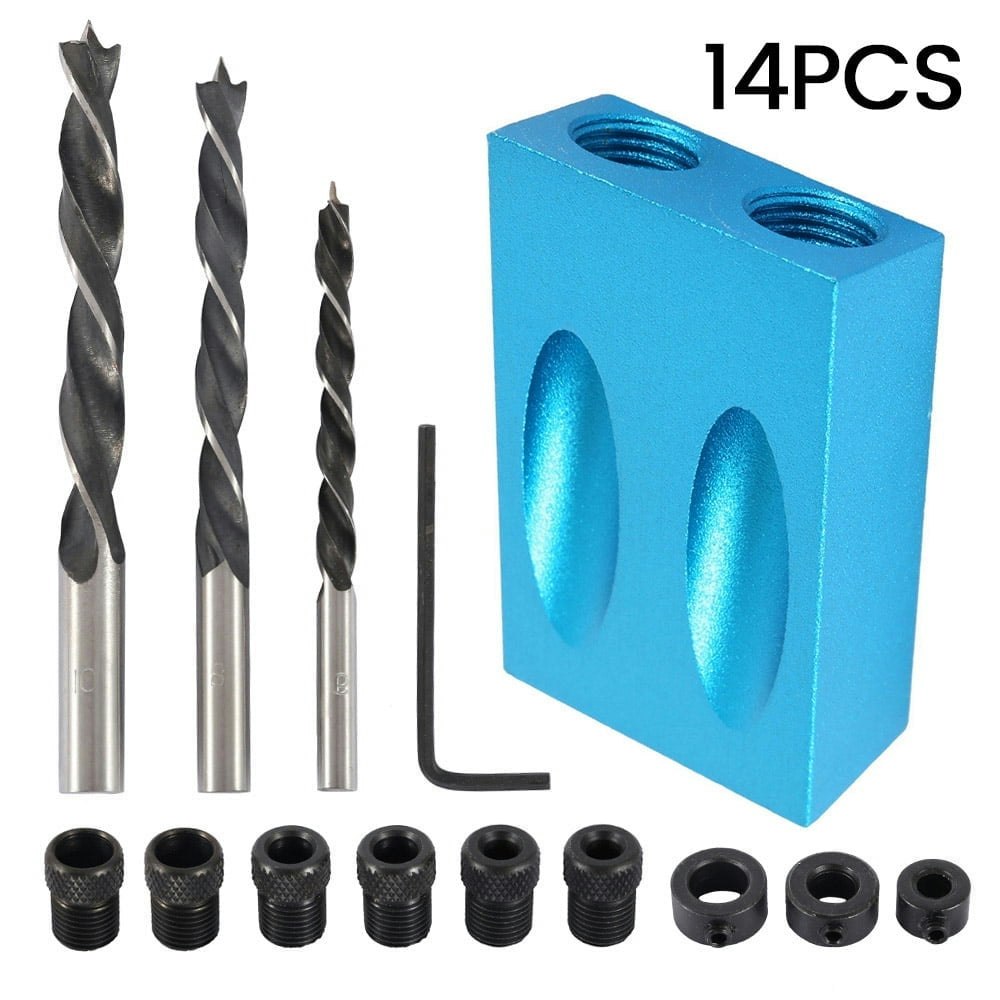 Keyohome 8/14/15/16pc Pocket Hole Jig Drill Guide Kit: $11.29