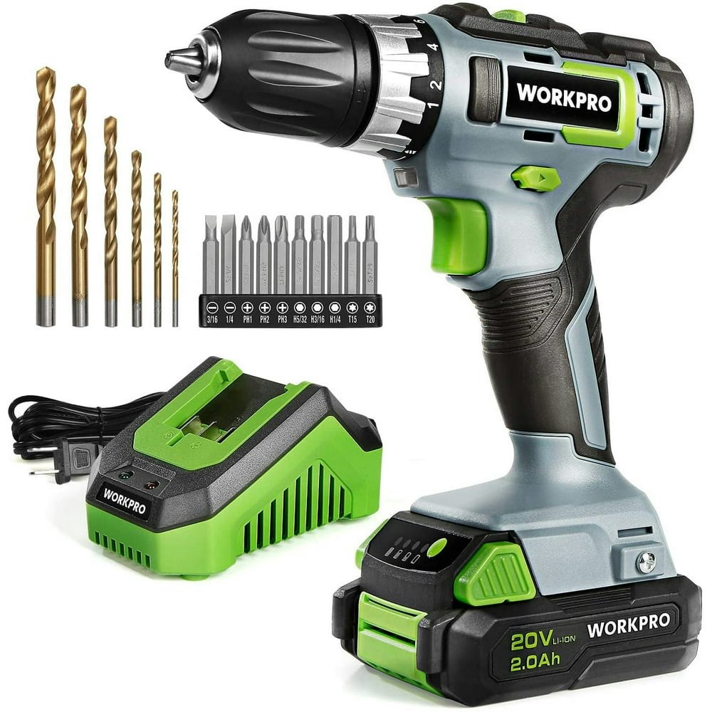 WORKPRO 20V Cordless Drill/Driver Kit with 2.0Ah Battery and Fast Charger: $42.29