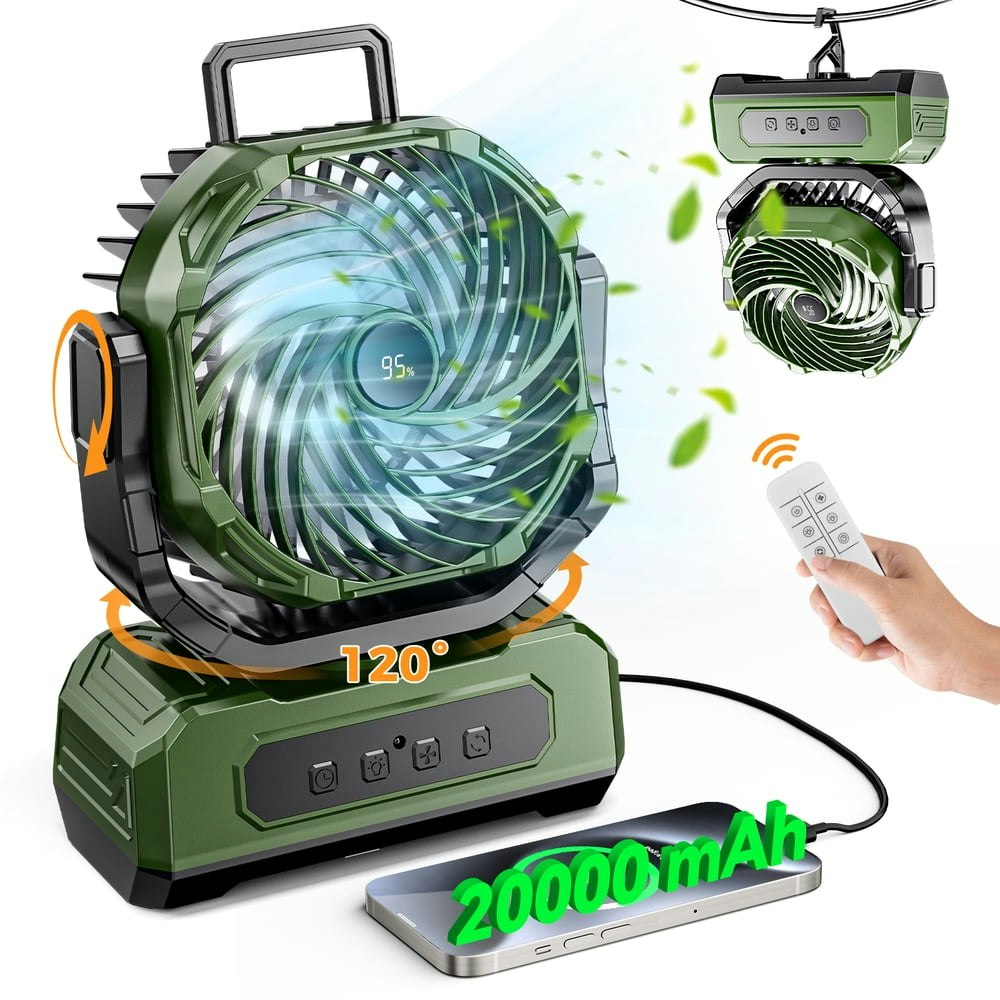 3-in-1 Rechargeable Camping Fan with Light and Remote 20,000mAh: $29.69 3-in-1 Rechargeable Camping Fan with Light and Remote 20,000mAh: $29.69