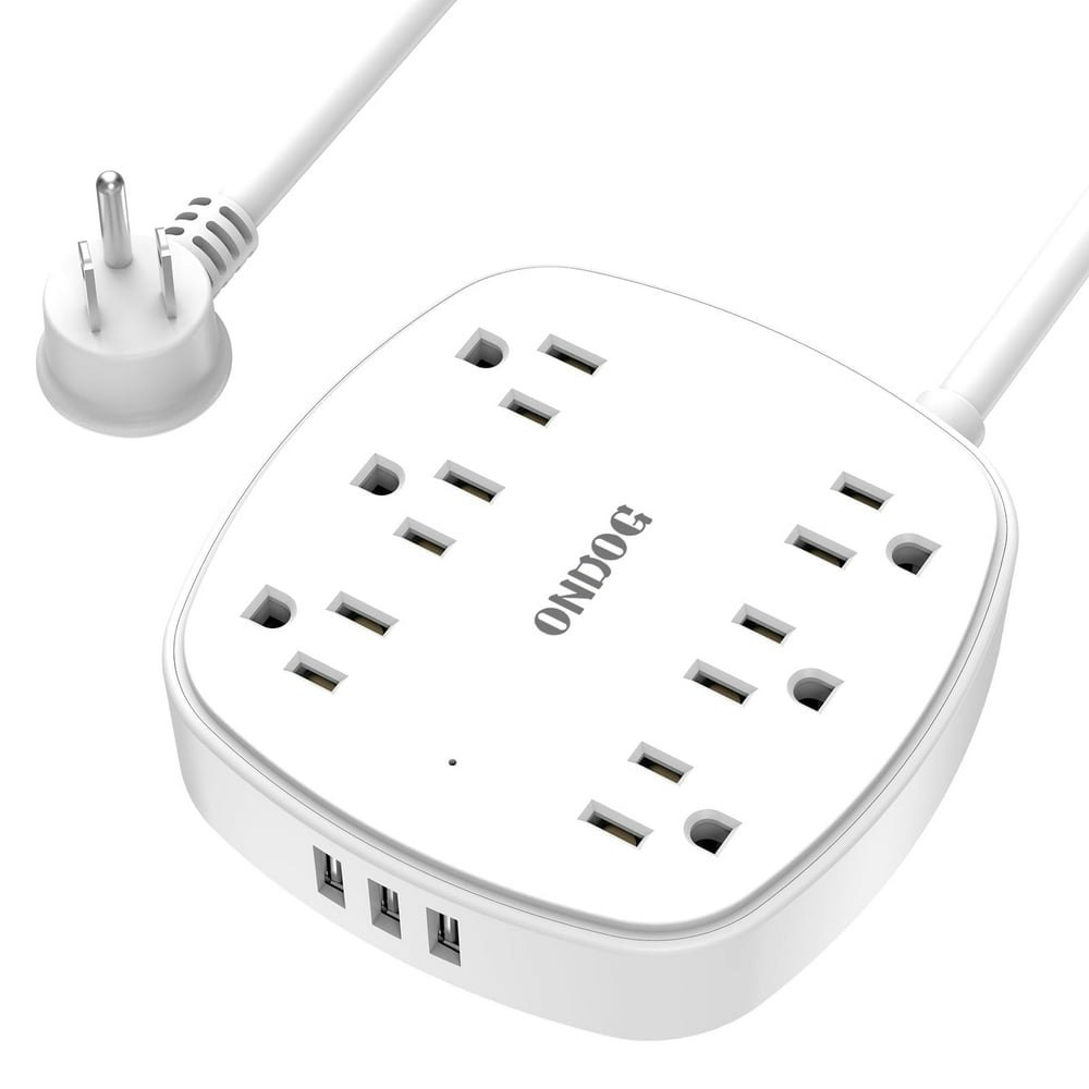 Ondog 6ft Flat Plug Extension Cord Power Strip Surge Protector with 6 Outlets and 3 USB Ports: $11.99 Ondog 6ft Flat Plug Extension Cord Power Strip Surge Protector with 6 Outlets and 3 USB Ports: $11.99