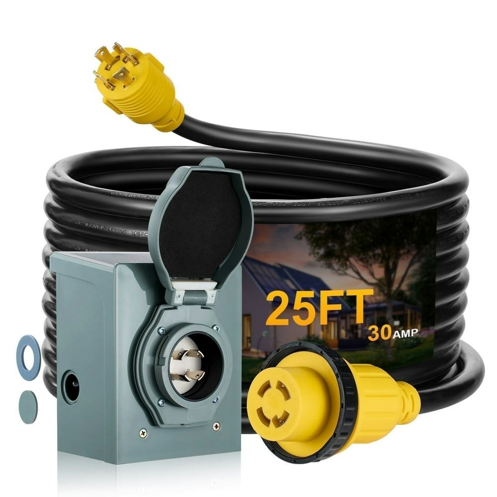 Speedwow 25-Foot 30-Amp RV Extension Cord with Generator Inlet Box: $66.59 Speedwow 25-Foot 30-Amp RV Extension Cord with Generator Inlet Box: $66.59