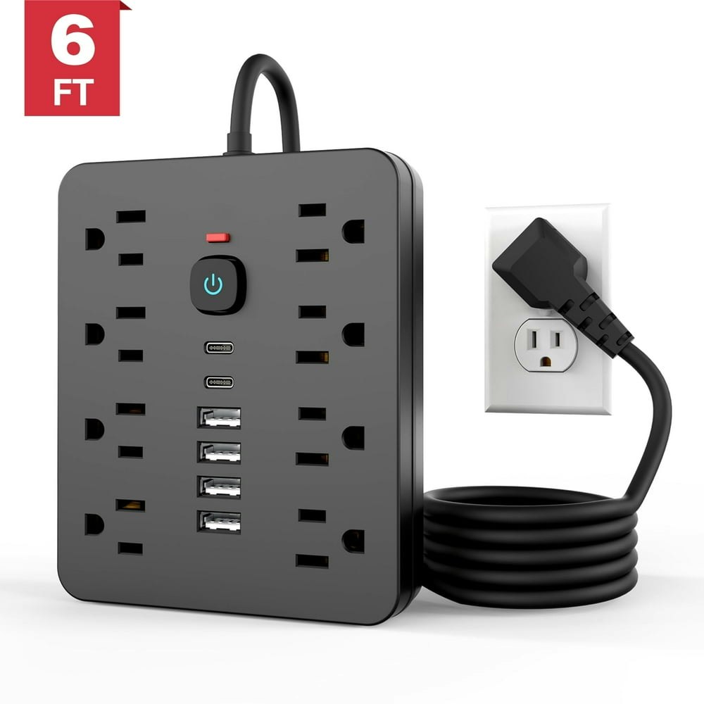 Surge Protector Power Strip with 8 Outlets 6 USB Ports 6-Foot Cord: $15.99 Surge Protector Power Strip with 8 Outlets 6 USB Ports 6-Foot Cord: $15.99