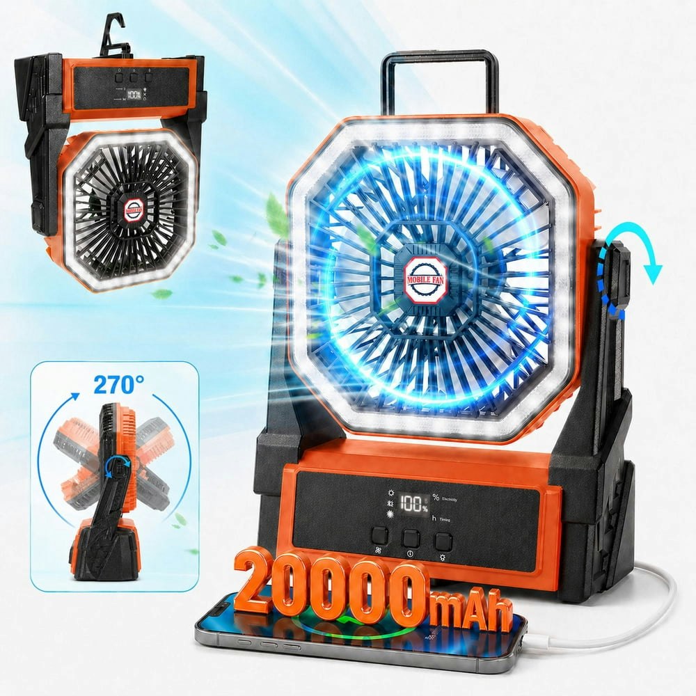Henotian 20,000mAh Rechargeable Camping Fan with Hanging Hook: $25.99 Henotian 20,000mAh Rechargeable Camping Fan with Hanging Hook: $25.99