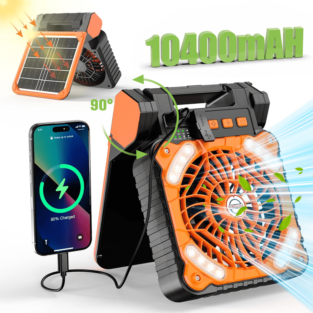 10400mAh Solar Camping Fan with Light: $29.99 10400mAh Solar Camping Fan with Light: $29.99