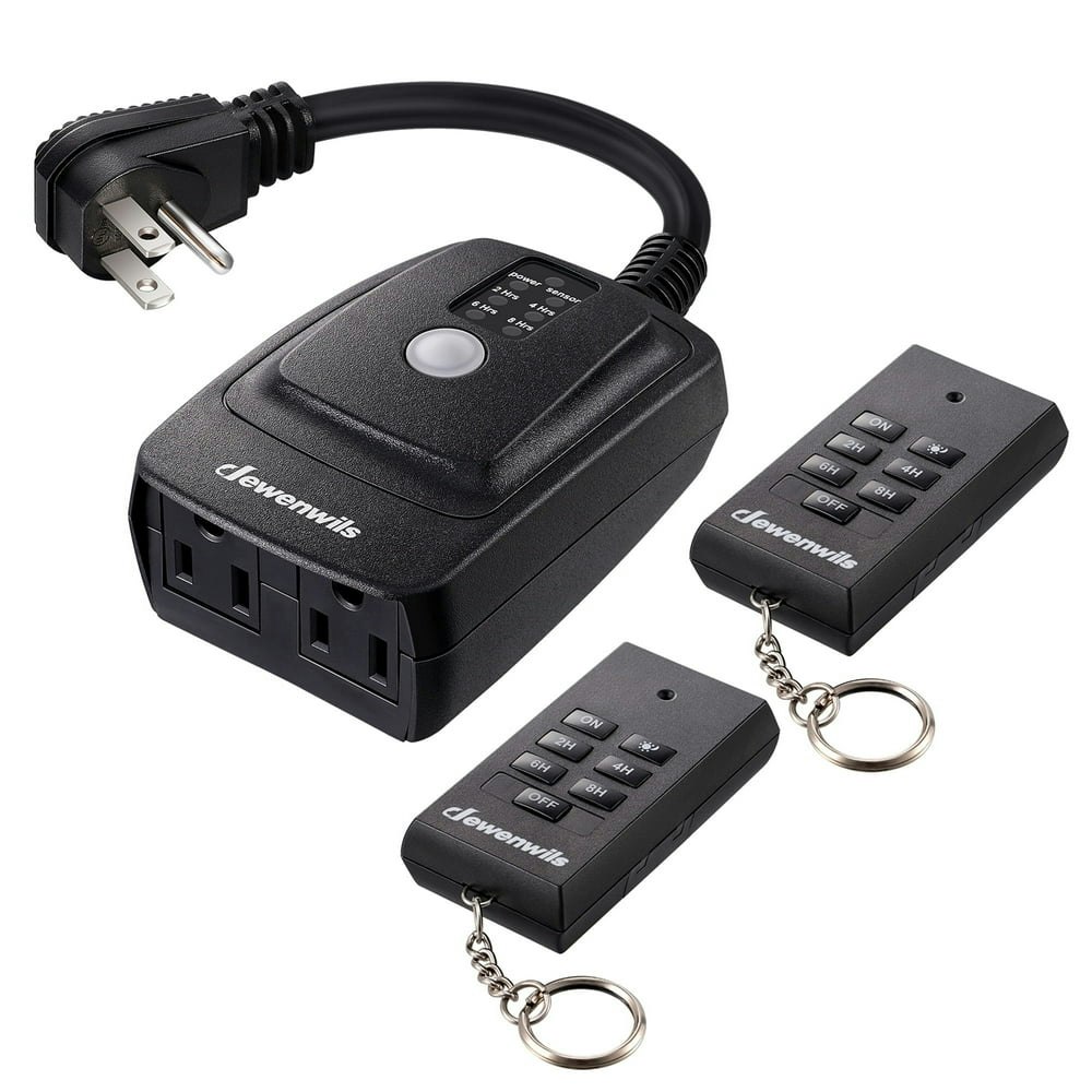 DEWENWILS Outdoor Light Sensor Timer with Remote 2-Outlet Plug-In Switch with 2 Remotes: $14.89 DEWENWILS Outdoor Light Sensor Timer with Remote 2-Outlet Plug-In Switch with 2 Remotes: $14.89
