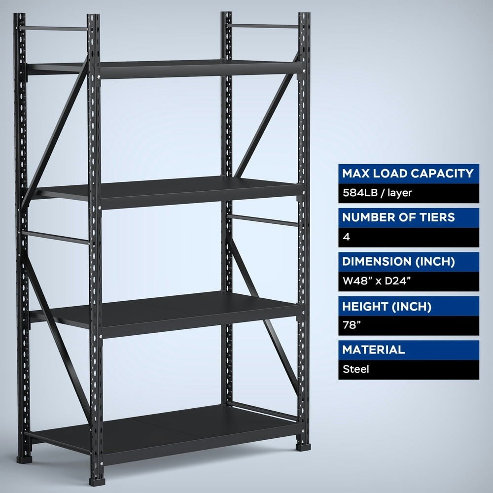Heavy Duty Metal Storage Rack 4-Shelf Steel Shelving Unit 78"x48"x24": $71.20 Heavy Duty Metal Storage Rack 4-Shelf Steel Shelving Unit 78"x48"x24": $71.20