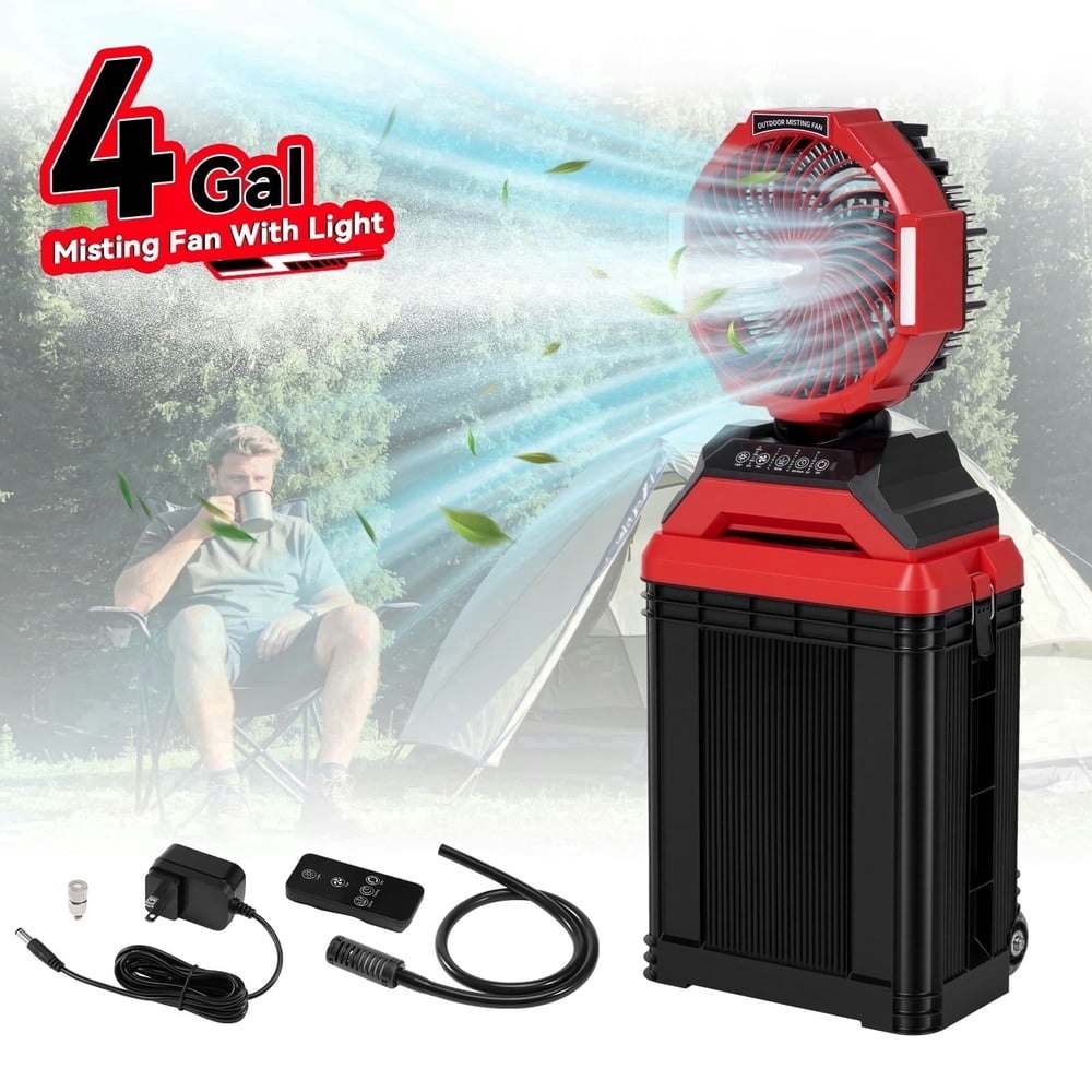15L Portable Misting Fan with Wheels: $89.99 15L Portable Misting Fan with Wheels: $89.99