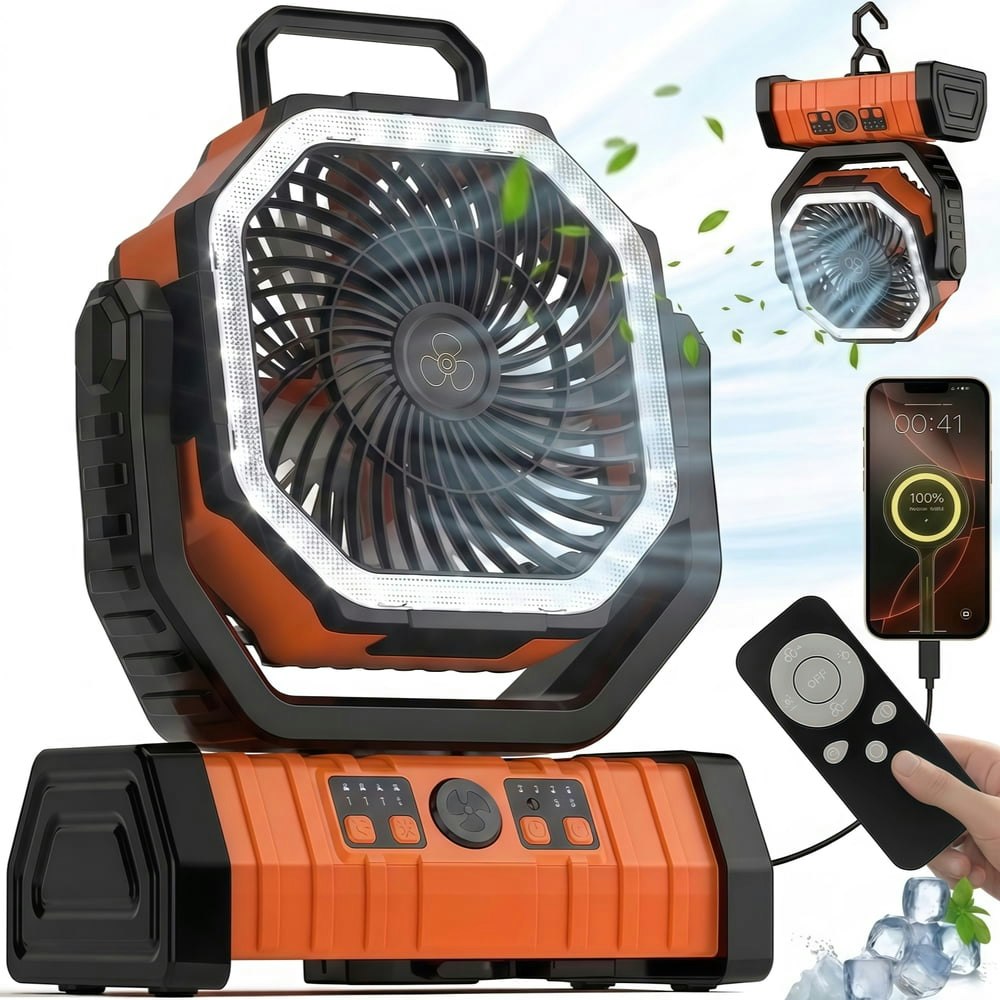 WLRETMCI Portable Camping Fan with LED Light 20,000mAh Rechargeable Battery Powered Fan with Remote and Timer: $34.99 WLRETMCI Portable Camping Fan with LED Light 20,000mAh Rechargeable Battery Powered Fan with Remote and Timer: $34.99