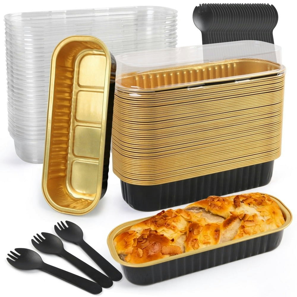 LotFancy 50 Mini Loaf Pans with Lids and Spoons: $16.99 LotFancy 50 Mini Loaf Pans with Lids and Spoons: $16.99