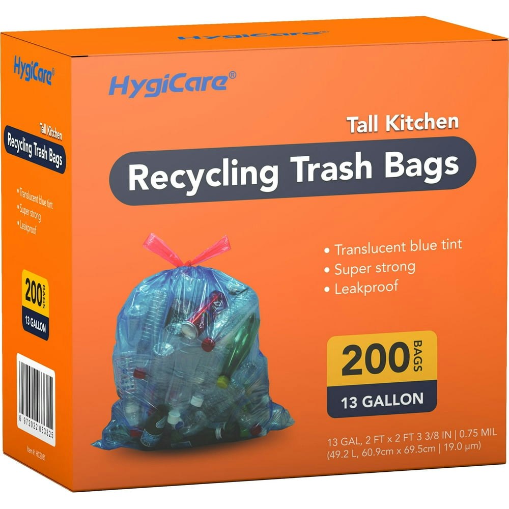 HygiCare 13-Gallon Recycling Trash Bags 200-Count: $27.89 HygiCare 13-Gallon Recycling Trash Bags 200-Count: $27.89
