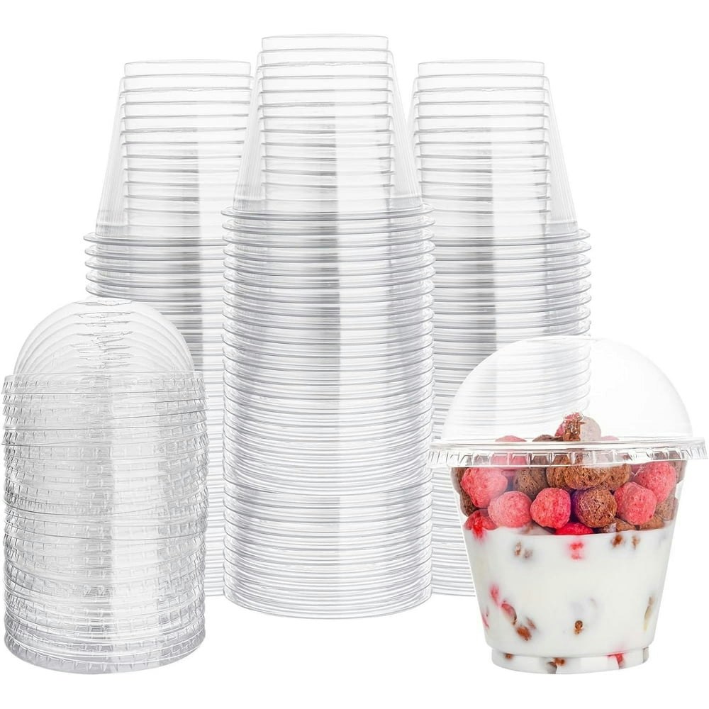 Bexikou 8oz Clear Plastic Snack Bowls with Dome Lids 25-Pack: $10.99